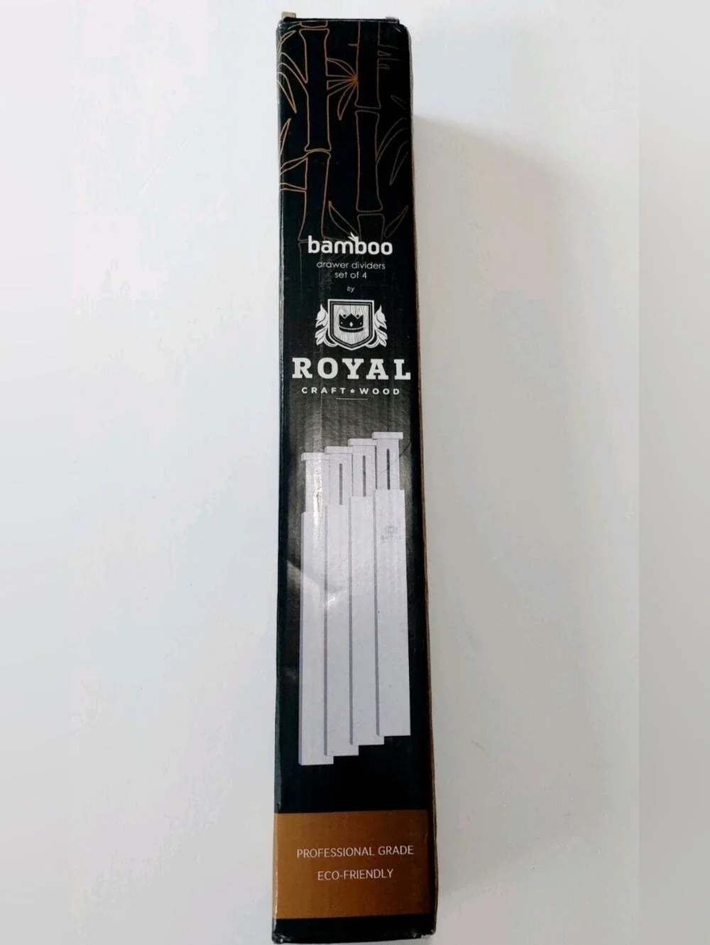 Royal Craft Wood Bamboo Drawer Dividers Set of 4 Adjustable Expandable White
